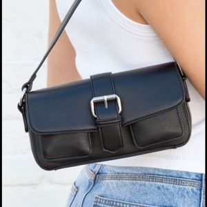 Brandy Melville Faux Black Leather Shoulder Bag (Copper Buckle — Not Silver)